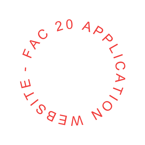 Circular logo spelling FAC 20 APPLICATION WEBSITE